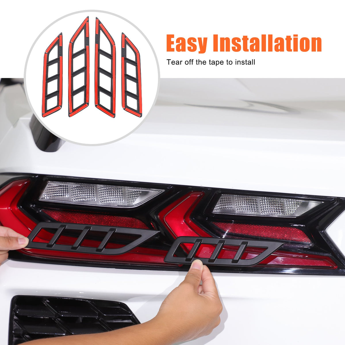 Matte Black ABS Reverse Light Protection Grille Trim For Corvette C8 20+ US 8