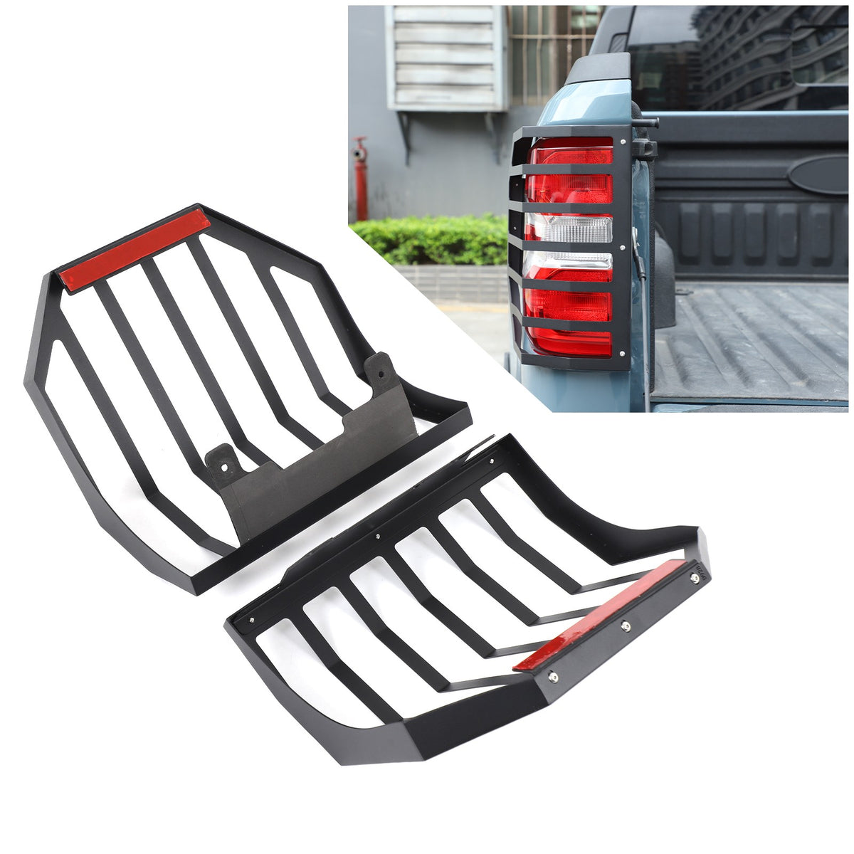Mesh Carbon Steel Black Taillight Protection Cover Trim For Ford Maverick 2022+ 3
