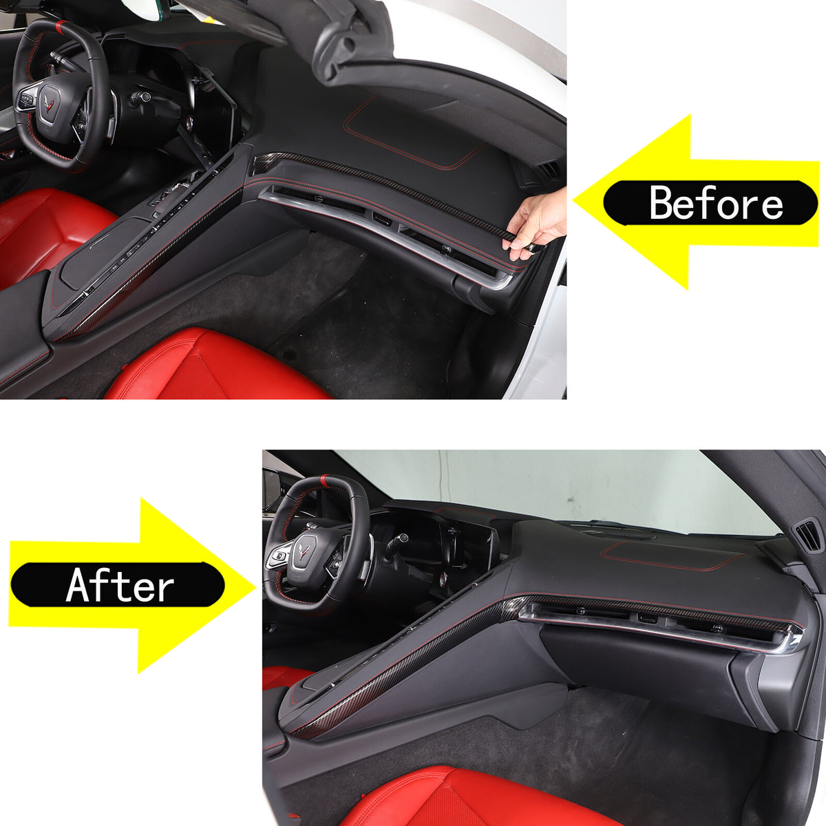 ABS Carbon Fiber Interior Full Cover Trim Kit Set For Corvette C8 2020-2025 84