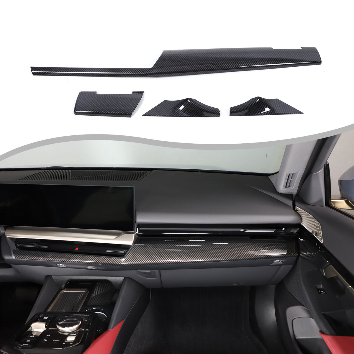 Carbon Fiber Console Dashboard Panel Trim Cover For BMW 5 Series G60 i5 24+ US 8