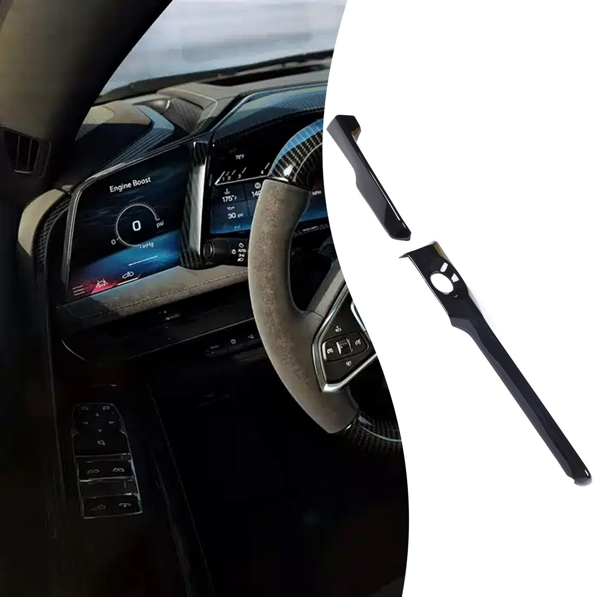 ABS Glossy Piano Black Steering Wheel Side Dashboard Trim For Corvette C8 2026+ 16