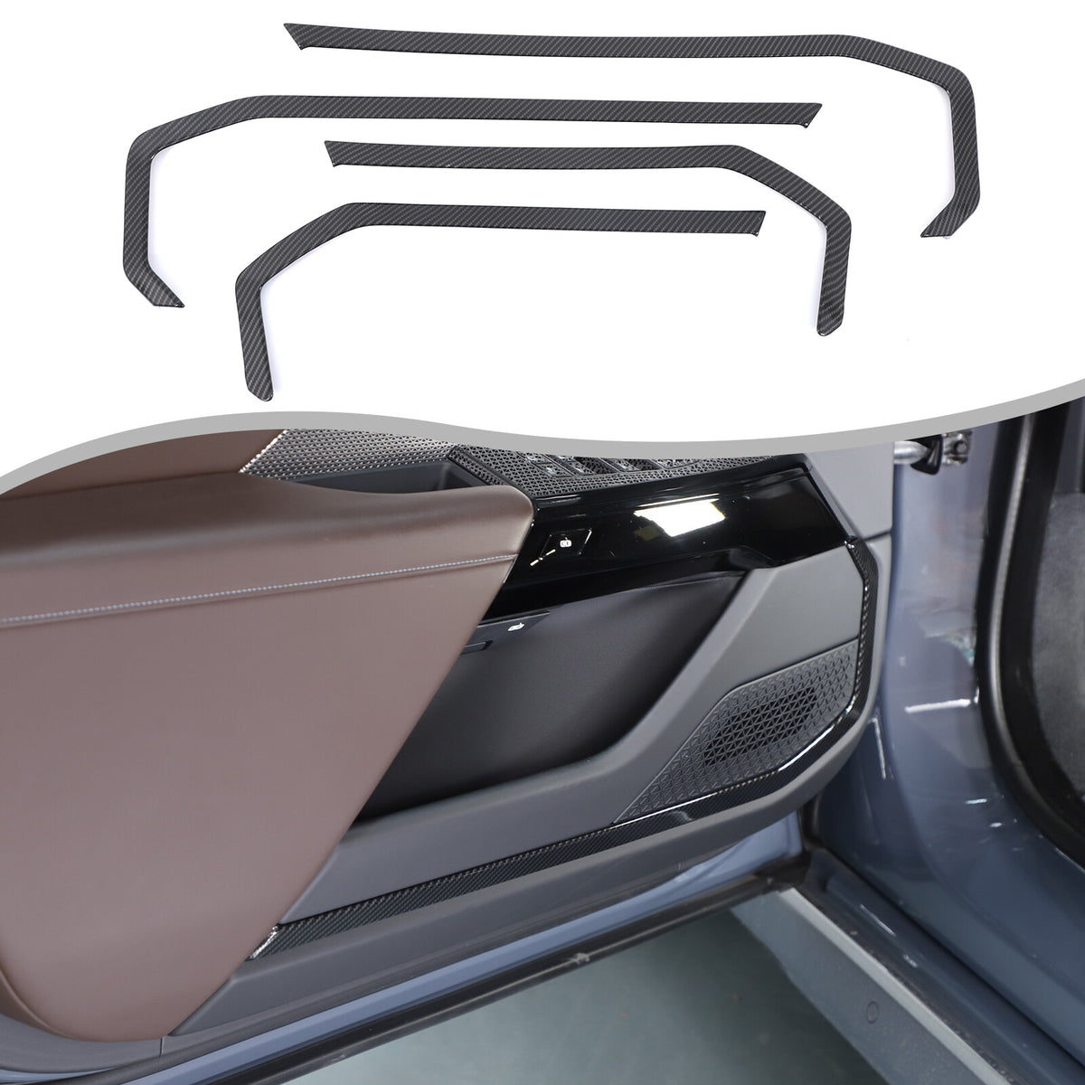 ABS Carbon Fiber Inner door Armrest panel Trim Cover For BMW 7 Series G70 23-25 3