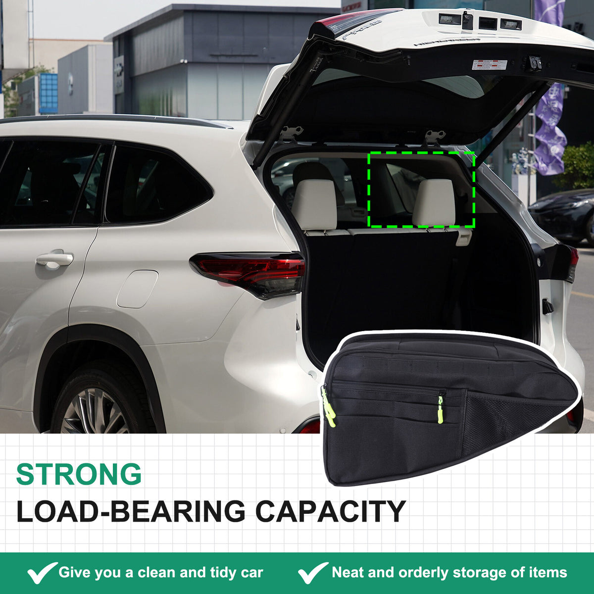 Car Trunk Right Side Window Storage Bag Tool Bag For Toyota Grand Highlander 24+ 1