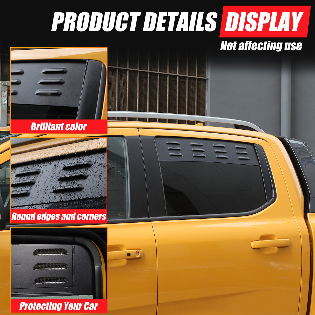 Aluminum Rear Door Window Louver Air Vent Panel Trim For Ford Ranger T9 2023+ 19
