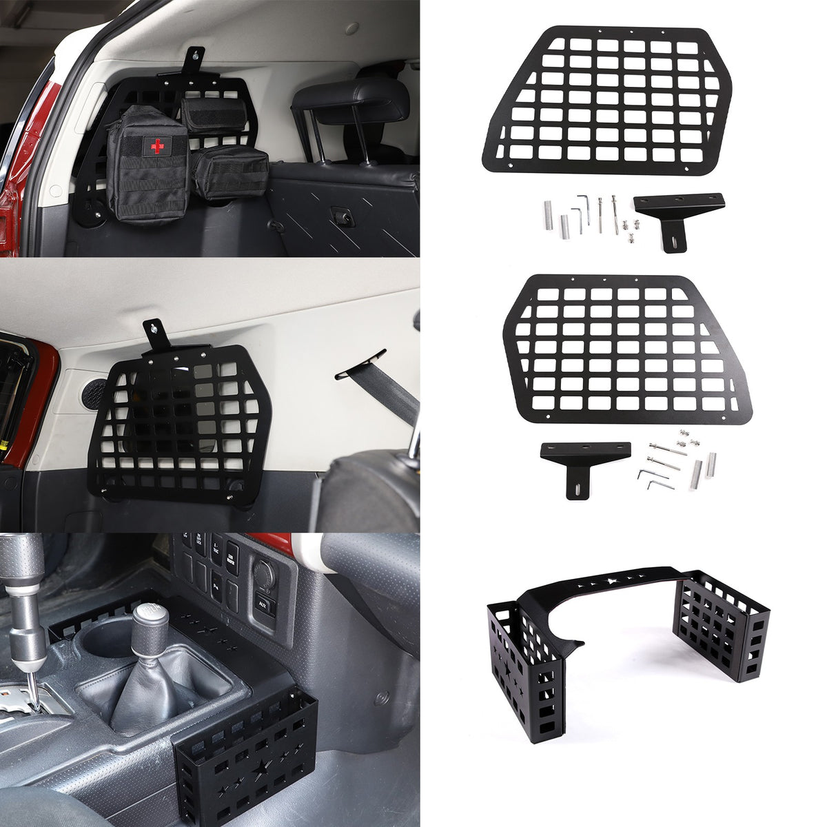 Rear Window Molle Panel Gear Side Storage Basket Set For Toyota FJ Cruiser 07-21 1