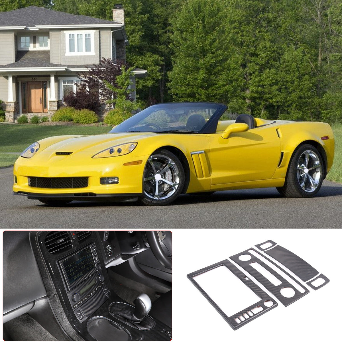 Matte Dry Real Carbon Fiber Center Console Trim Cover For Corvette C6 2005-13 29