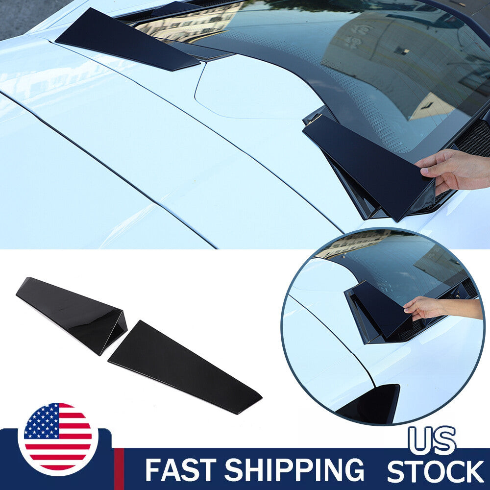 Glossy Black anti-wind buffeting deflector Trim For Corvette C8 Coupe 2026 US 1