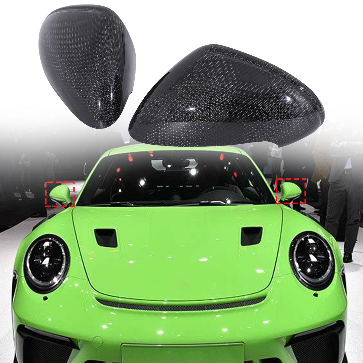 Real Carbon Fiber Exterior Rearview Mirror Trim For Porsche911 GT2 GT3 GTS 14-18 1
