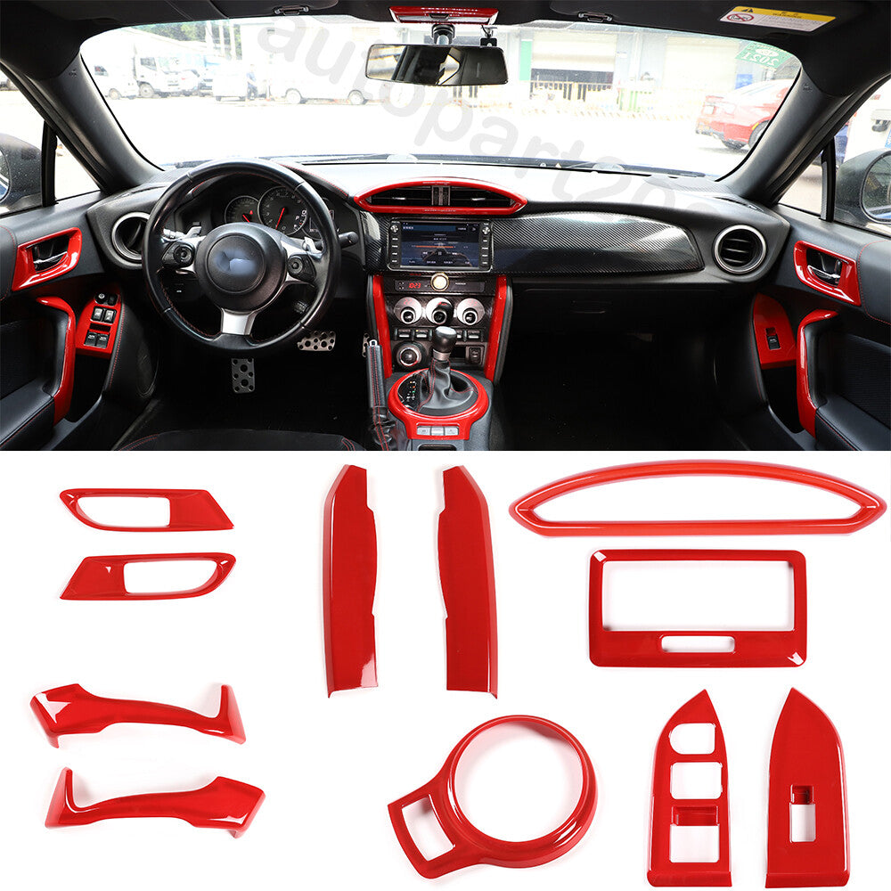 For Toyota 86 Subaru BRZ 12-20 Scion FR-S Interior Decorative Trim Red ABS 11PCS 1