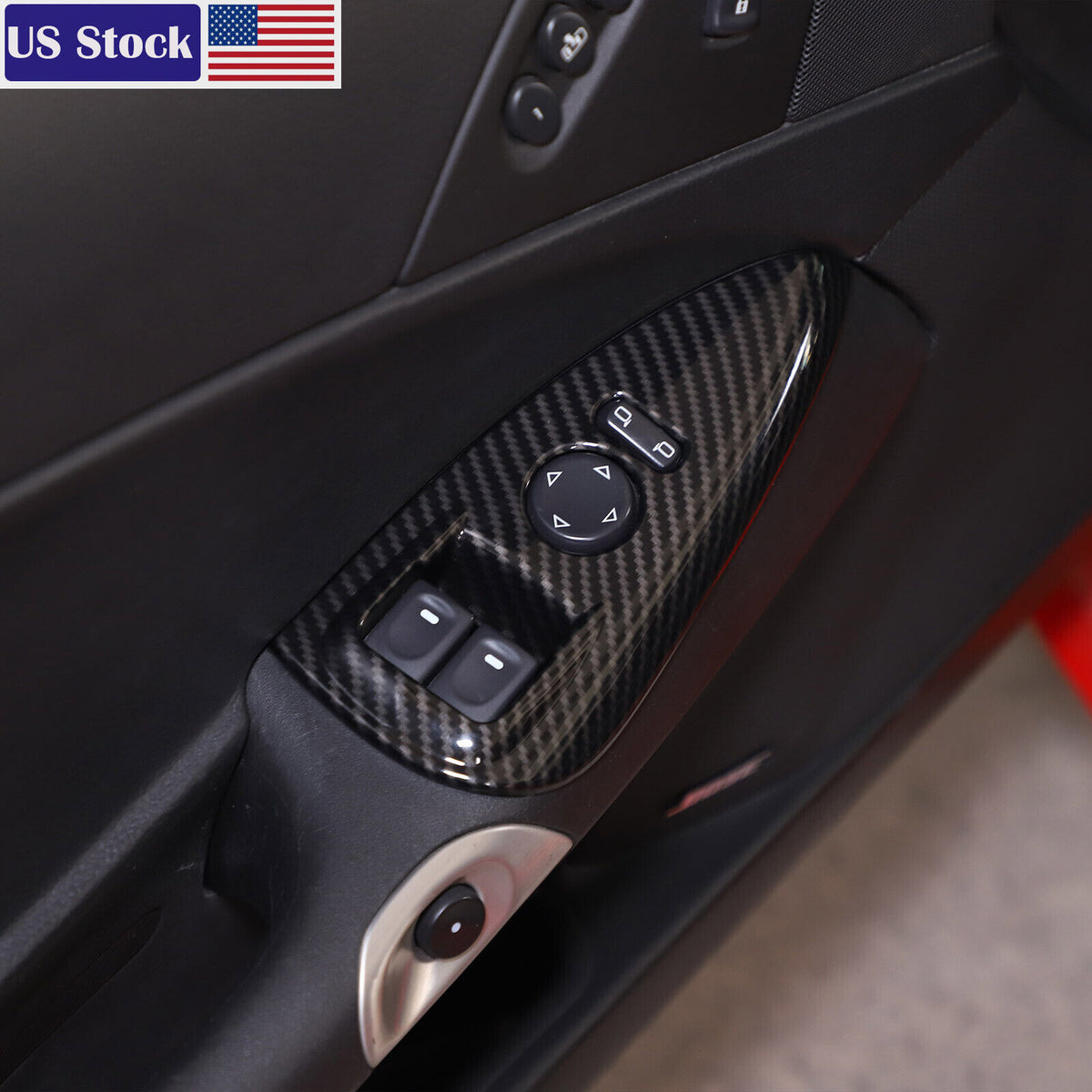 Carbon Fiber ABS Door Window Lift Button Trim Frame Set For Corvette C6 05-13 US 3