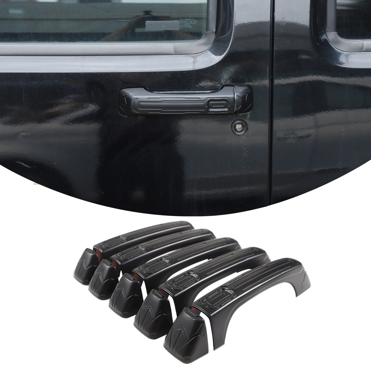 Mecha Matte Black ABS Door + Tailgate Handle Cover Trim For Hummer H3 2005-2009 3