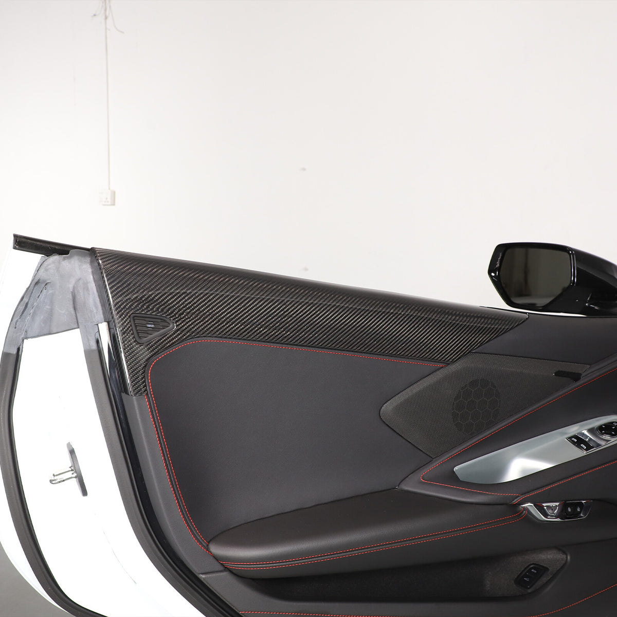 Real Carbon fiber Interior Door Upper Panel trim Cover For Corvette C8 2020-26 6