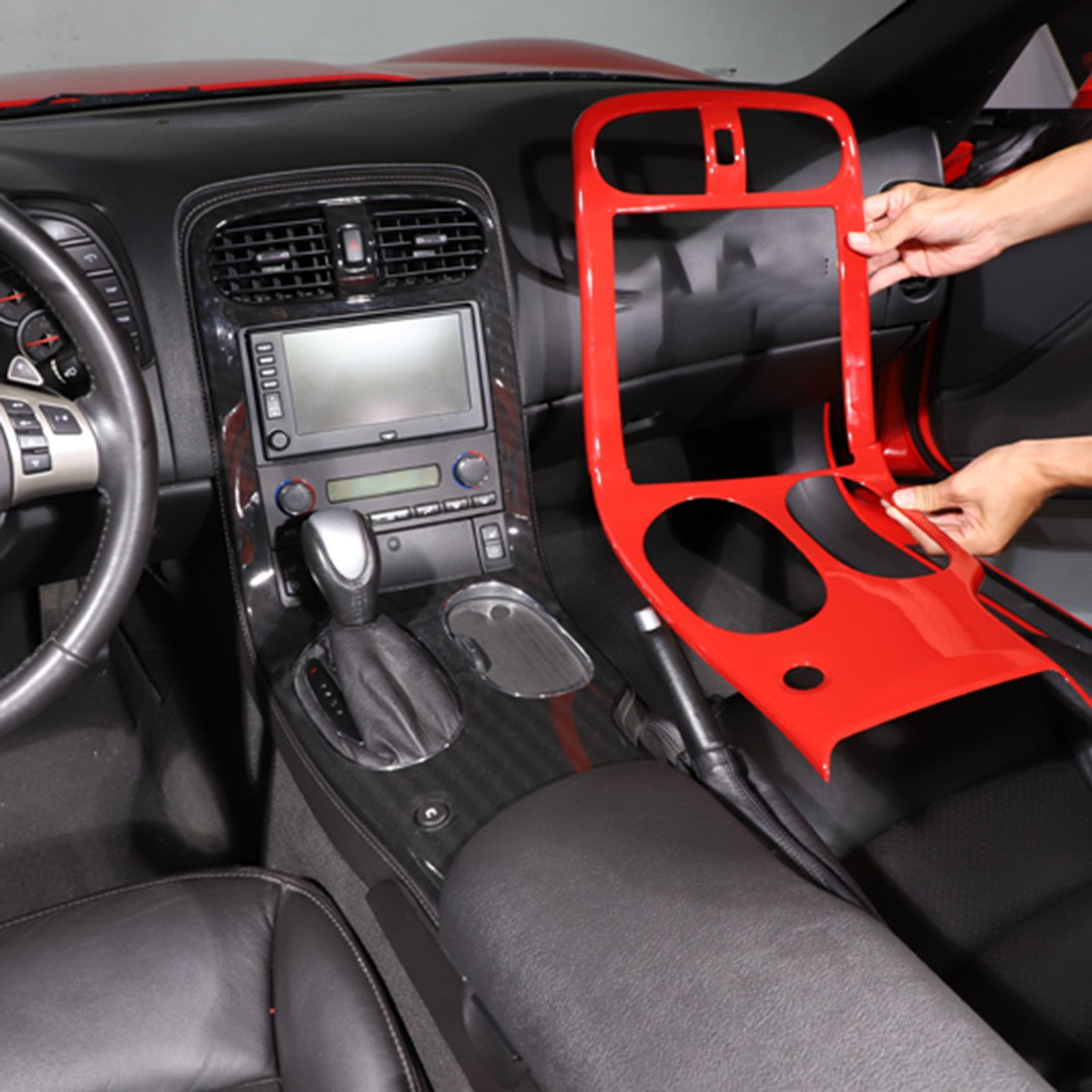 Red ABS Center Console Car Gear Shift Panel Trim For 2005-2013 Corvette C6 19