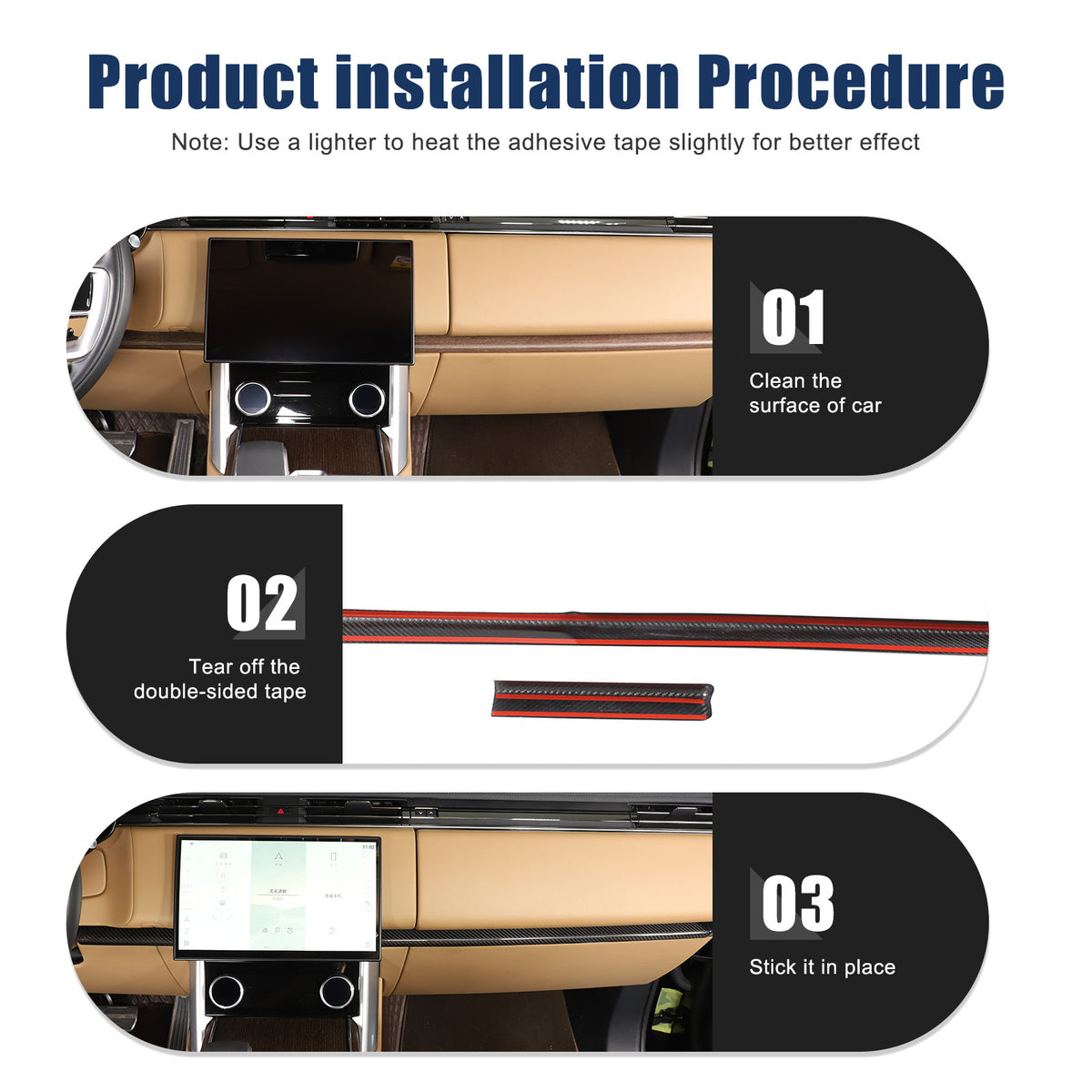 Real Carbon Fiber Dashboard Panel Cover Trim For LR Range Rover Vogue 2023-2024 17