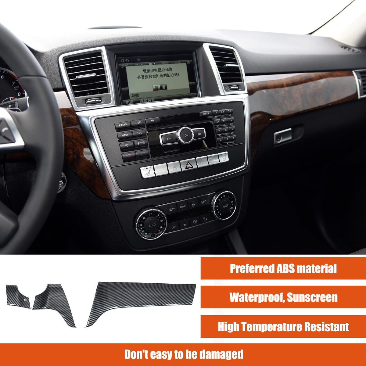 Carbon Fiber ABS Center Console Panel Trim For Benz ML W166/GL X166 2012‑2015 8