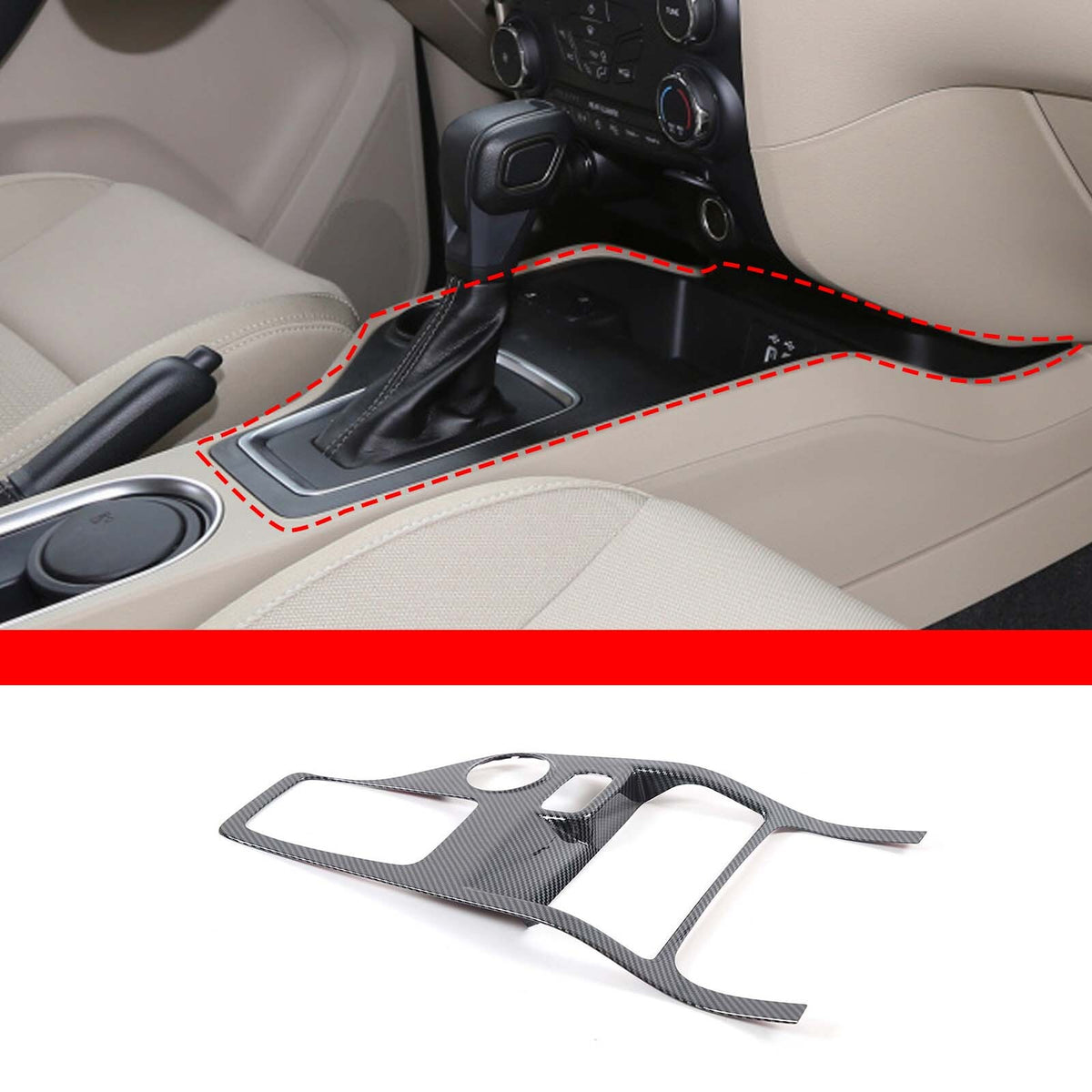 ABS Carbon Fiber Interior Center Console Frame Trim For Ford Ranger 2015-22 10