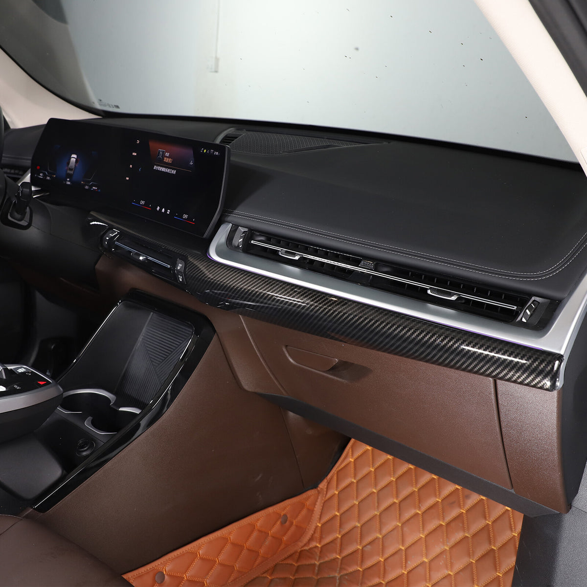 ABS Carbon fiber Interior Dashboard Cover Strip Trim Cover For BMW X1 2023-2025 24