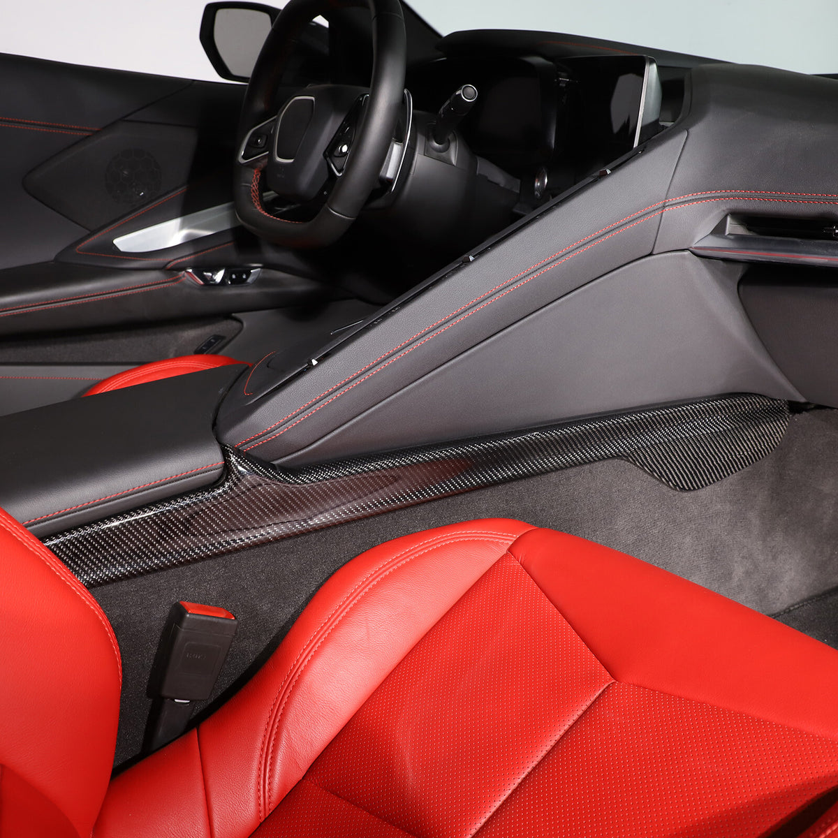 Carbon Central Console Side Panel Strip Trim For C8 Corvette Z06 Z51 Coupe 20-26 4