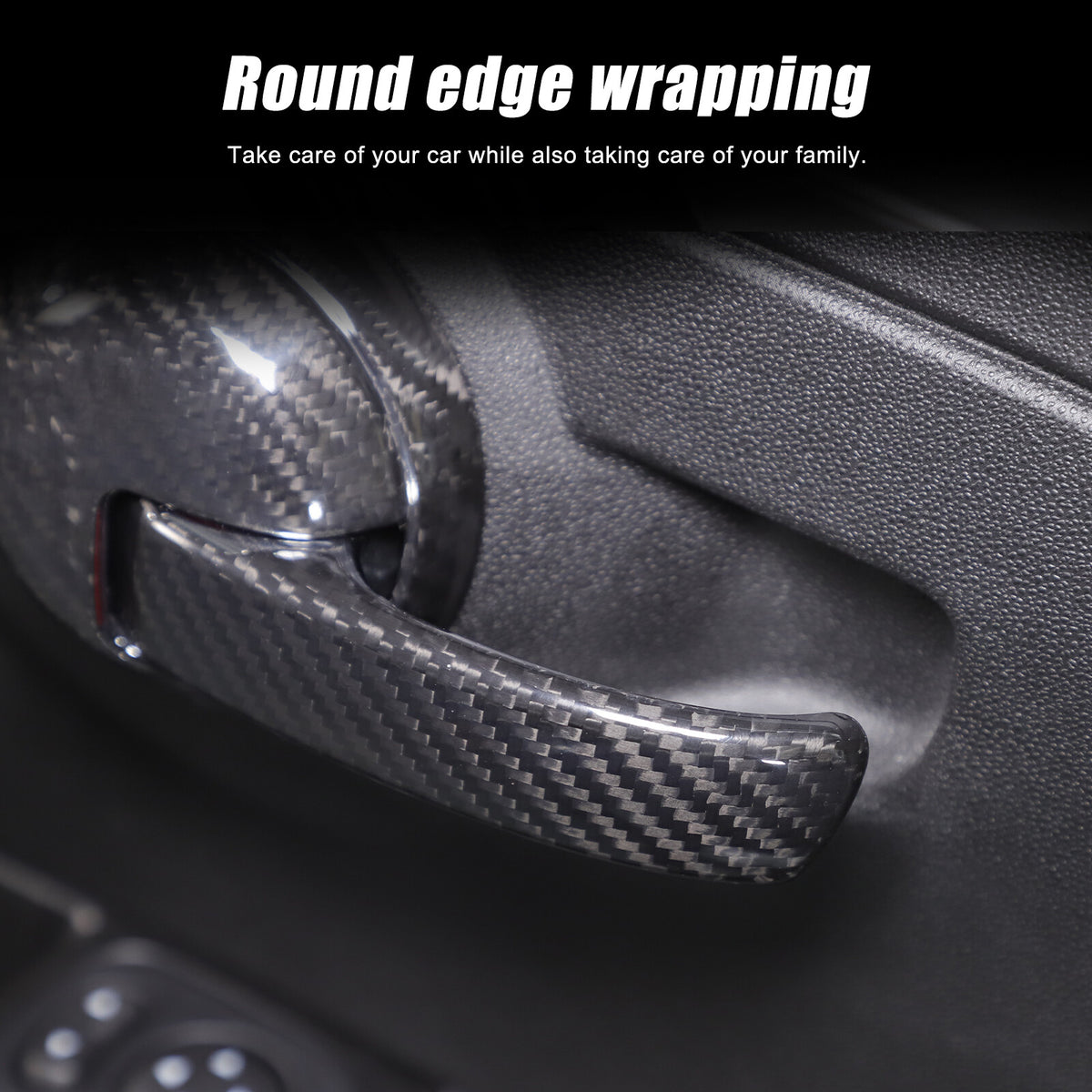 Real Carbon Fiber Interior Door Handle Trim For Fiat 500 Abarth 595 695 2010+ 10