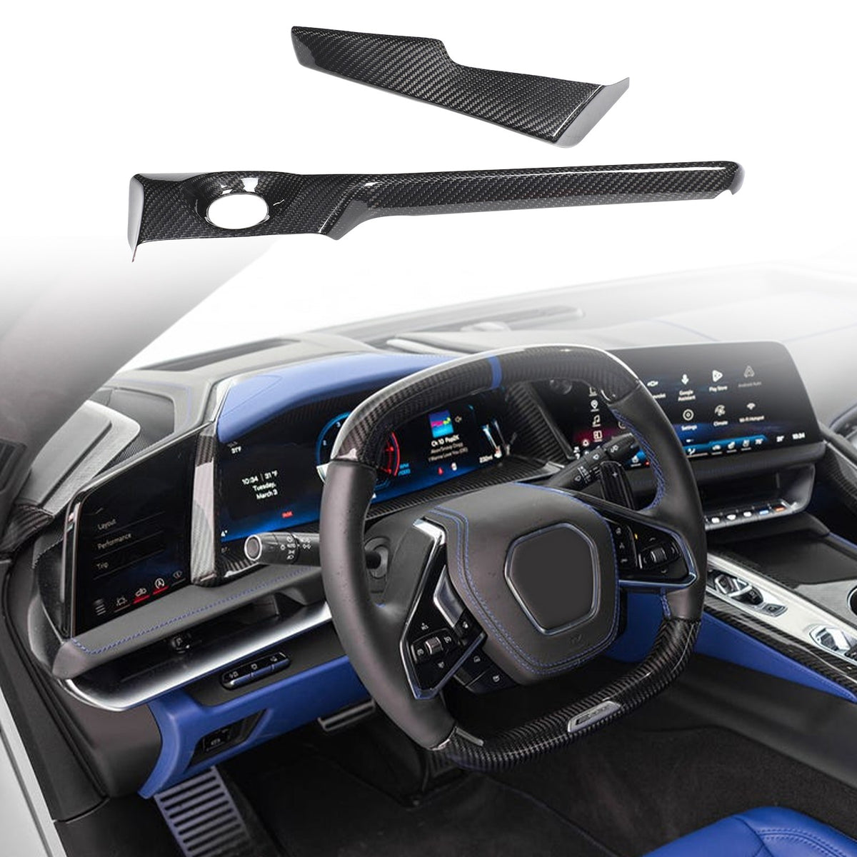 Real Dry Carbon Fiber Interior Center Trim For Corvette C8 2026+ Stingray ZR1 24