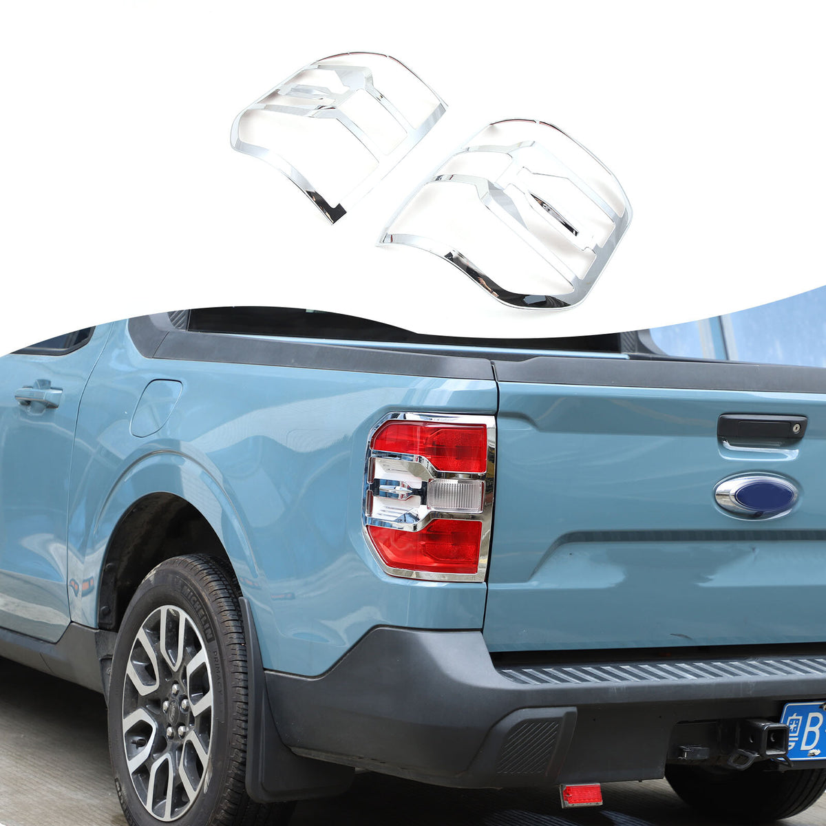 Chrome Silver Rear Taillight Trim Cover Bezel For Ford Maverick 2022-2024 16
