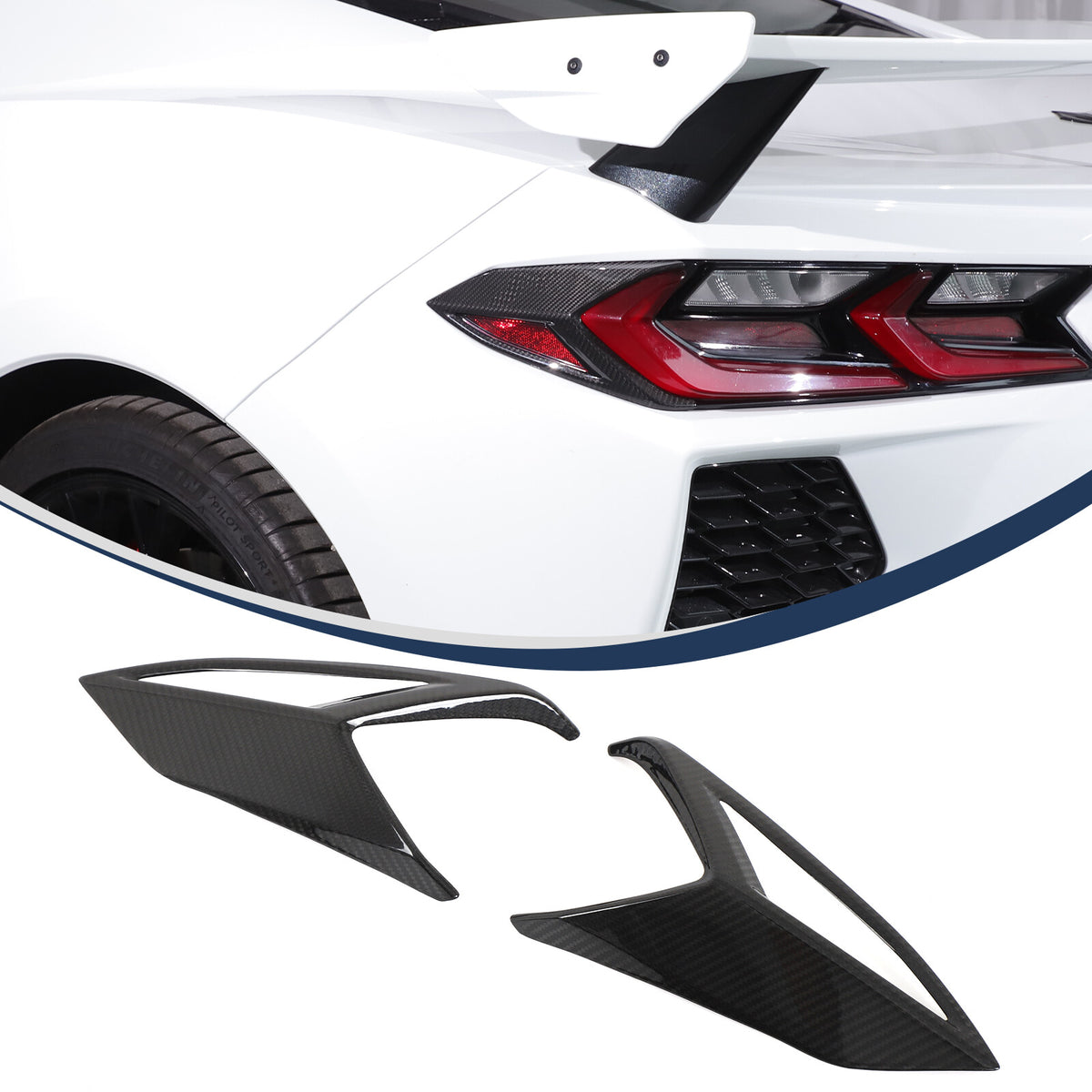 Real Carbon Fiber Rear Taillight Side Trim Cover for Corvette C8 2020+ 2