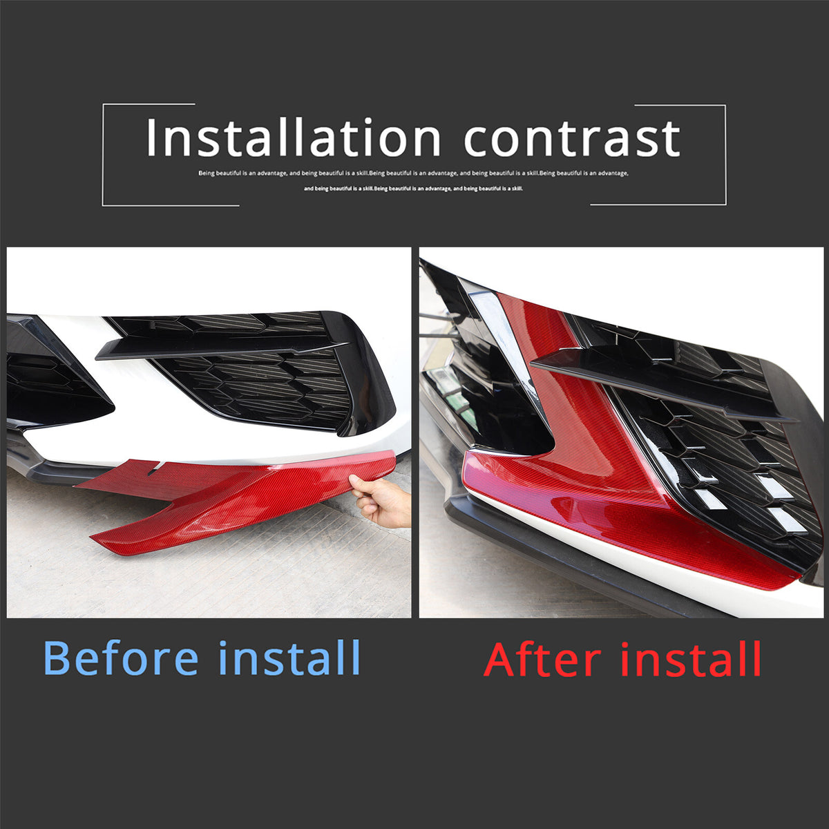 Red Real Carbon fiber Car Front Bumper Side Grille Cover Set For Corvette C8 20+ 8