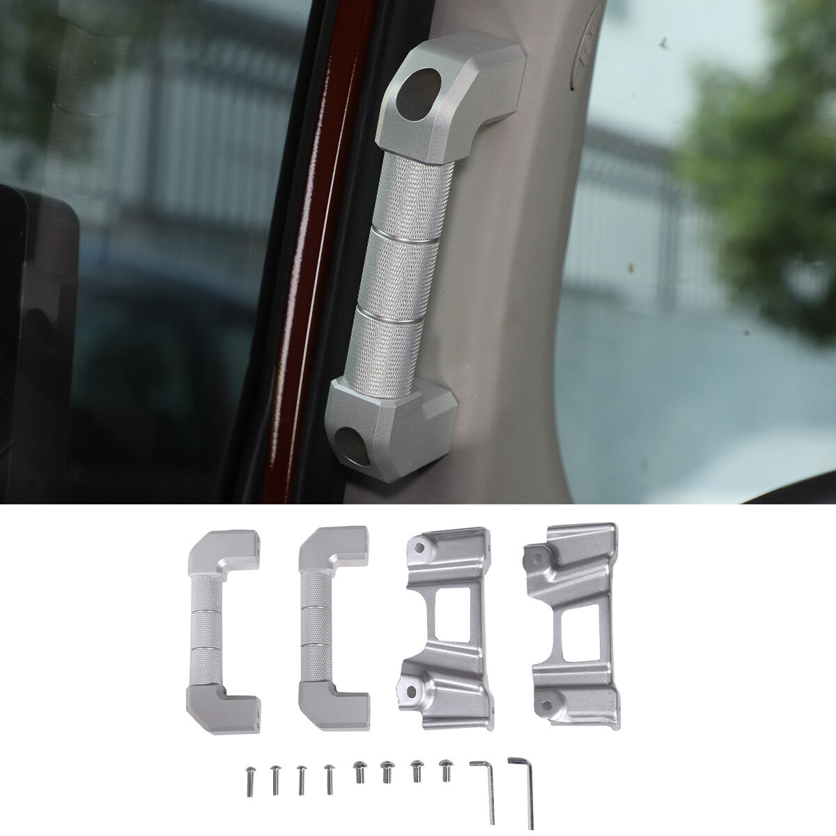 For Toyota FJ Cruiser 07-21 A-Pillar Grab Handle Replacement Aluminium Silver US 10