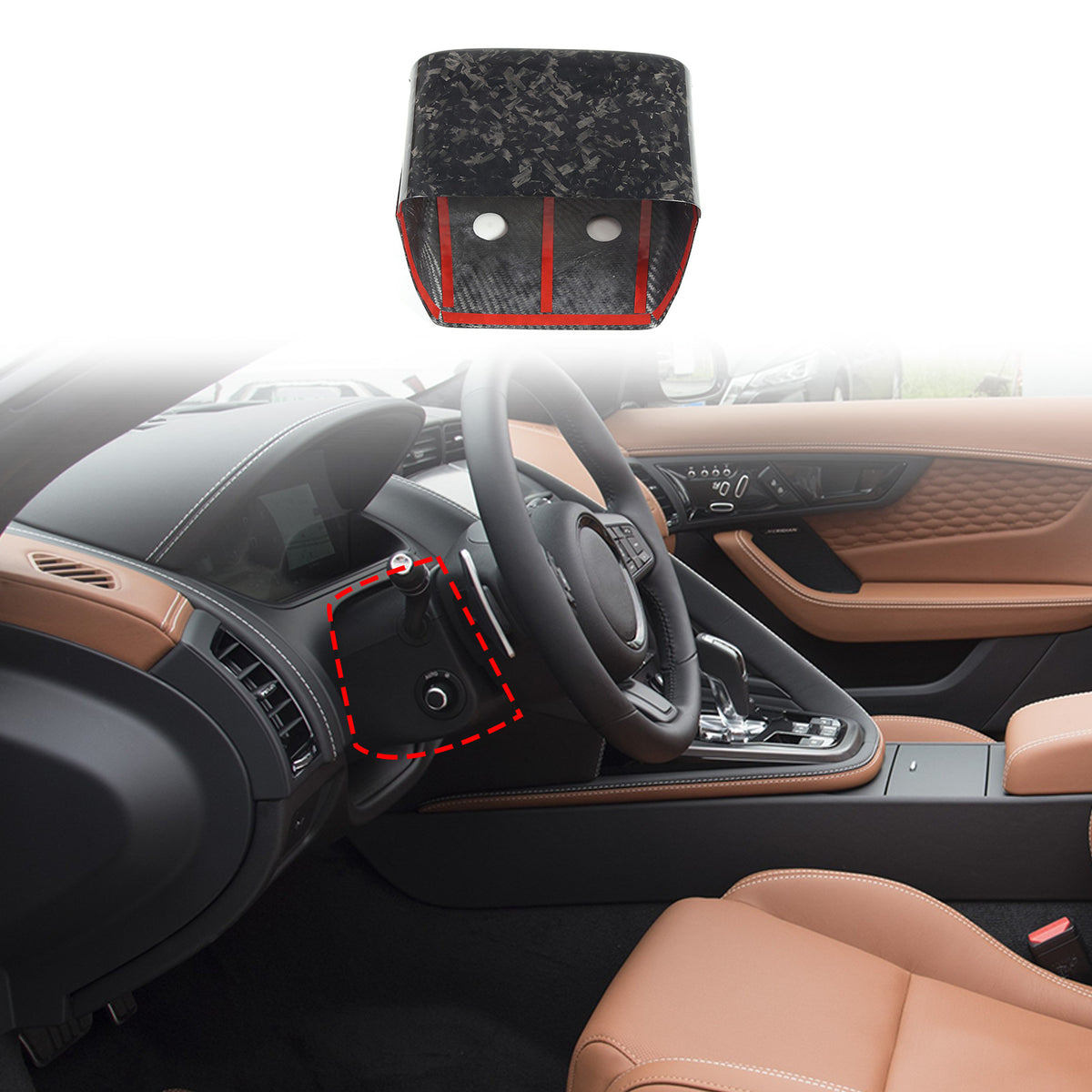 Forged Carbon fiber Steering Wheel Base Trim Cover For Jaguar F-TYPE 2013-2024 12