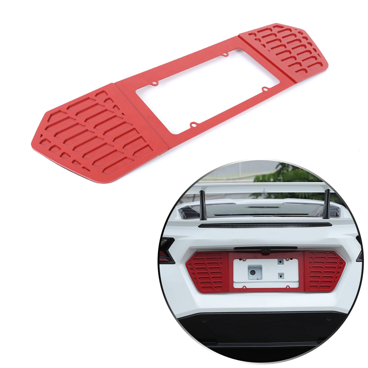 Red Aluminum Alloy Rear License Plate Filler Panel Trim for Corvette C8 2020+ 7