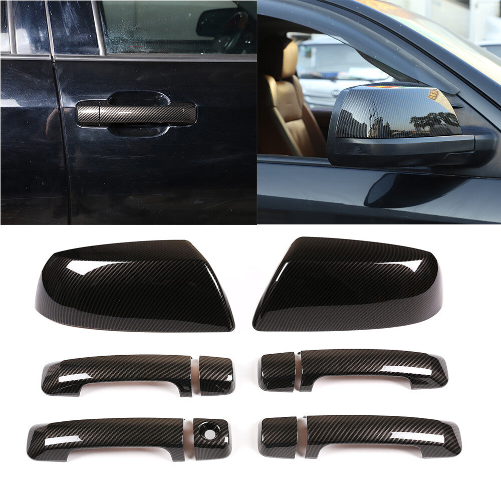 Carbon ABS Door Handle Rearview Side Mirror Cover Trim For Toyota Tundra 2007-21 2