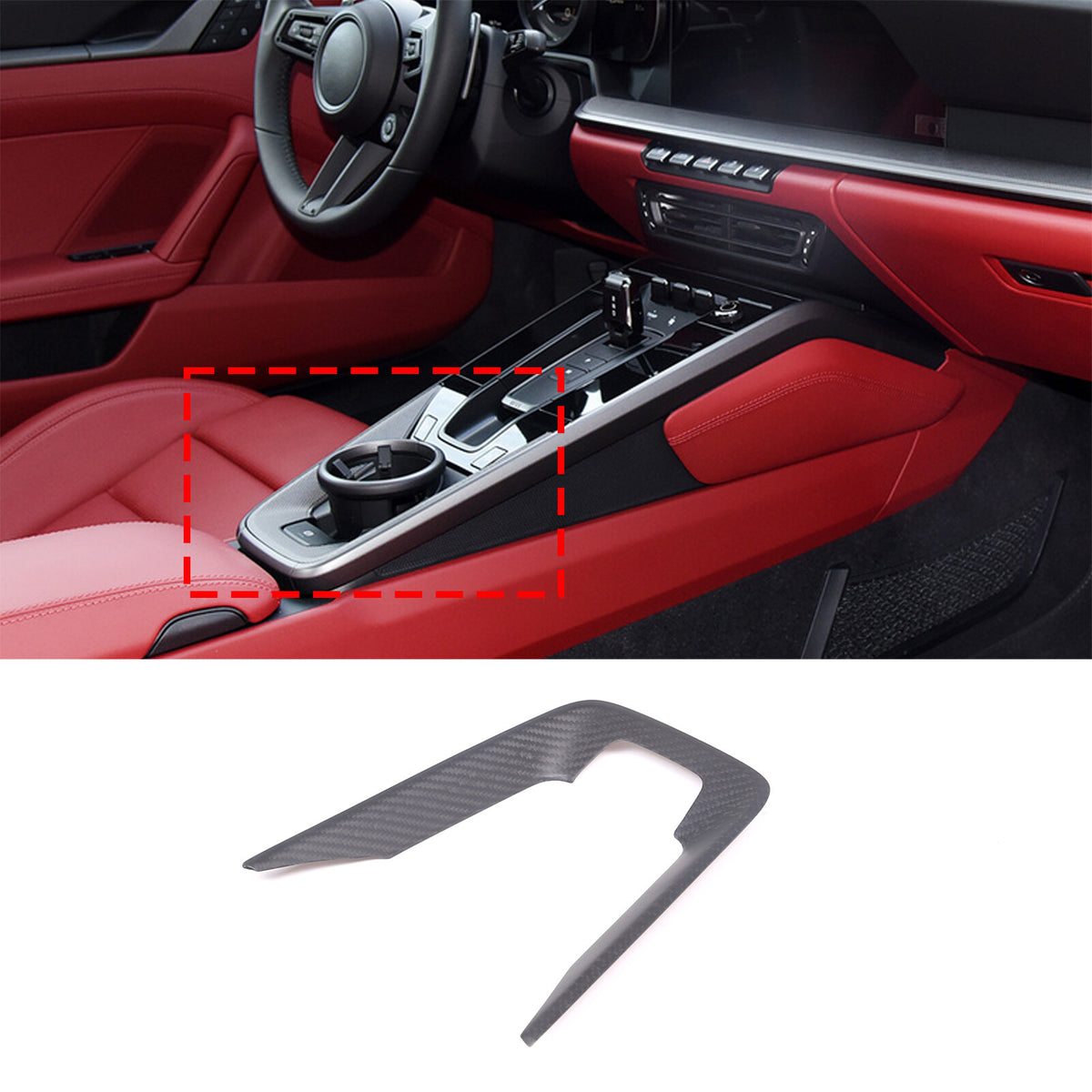 Matte Real Carbon Fiber Center Console Storage Box Cover Trim For Porsche 911 4