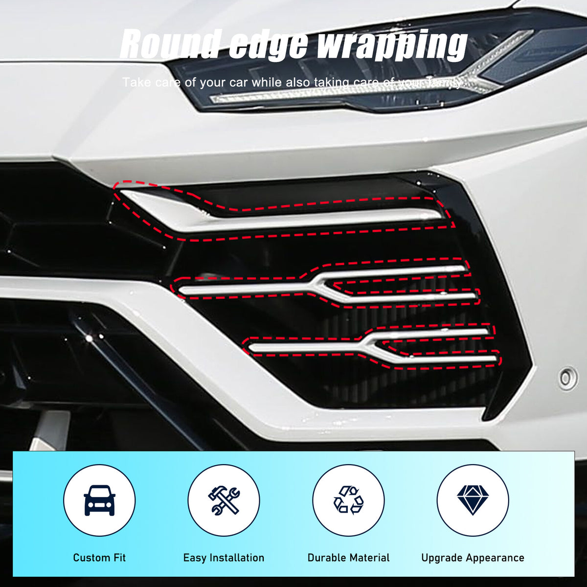 Matte Real Carbon Fiber Front Grille Bumper Trim For Lamborghini URUS 2018-2021 4