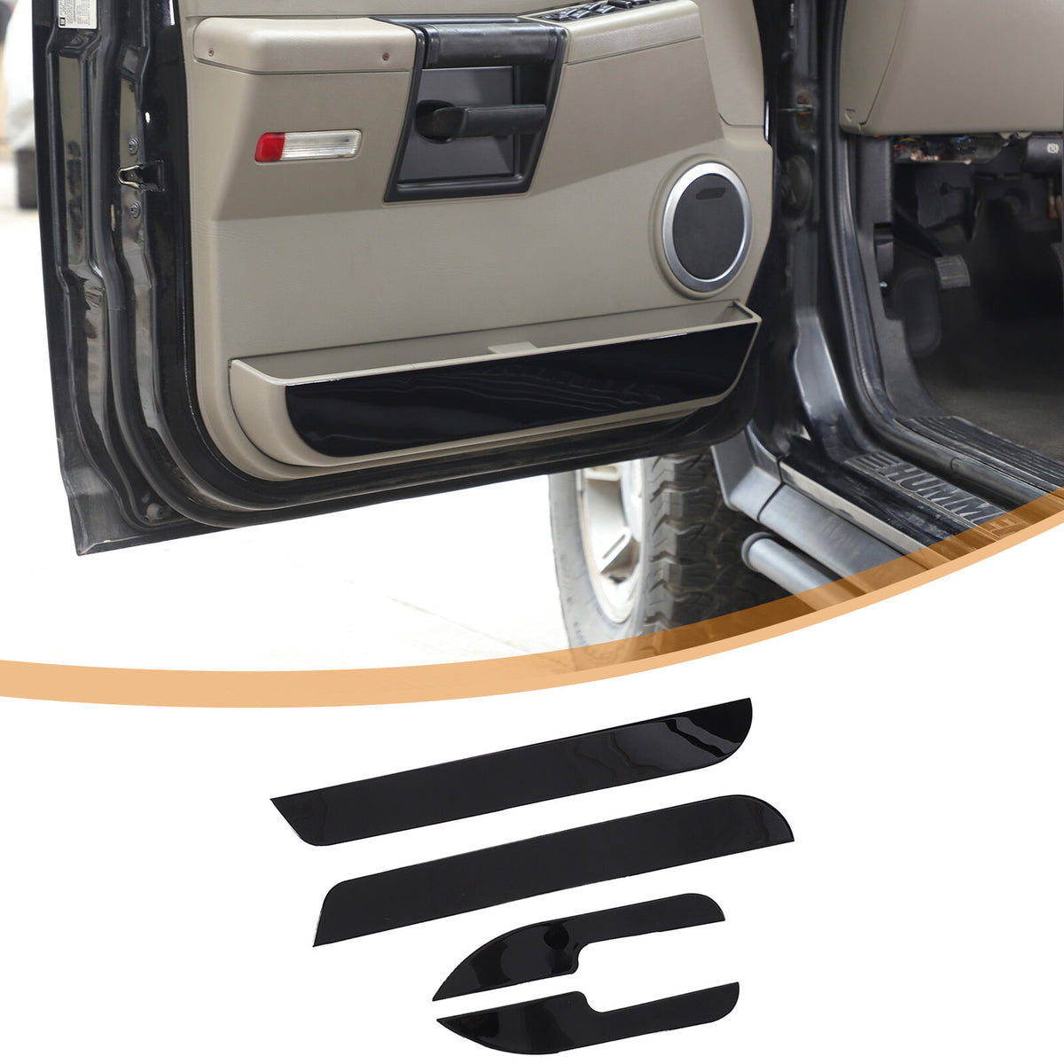 Piano Black Door Interior Anti-kick Panel Trim Sticker for Hummer H2 2003-2007 3