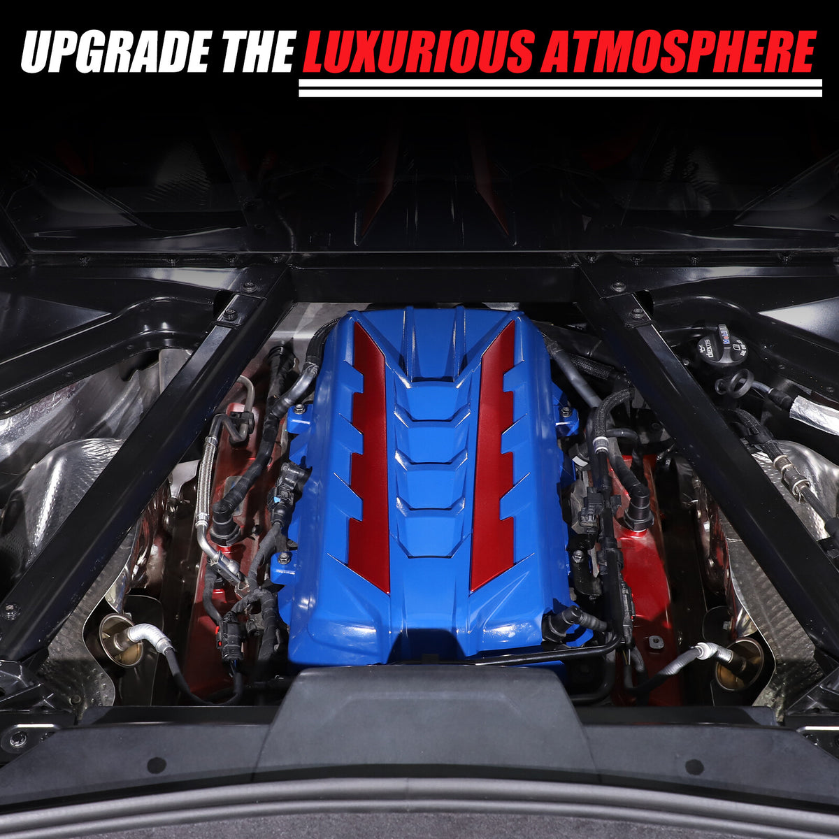 Blue Engine Bay Panel Cover Trim in Edge Red For Corvette C8 2020-26 3