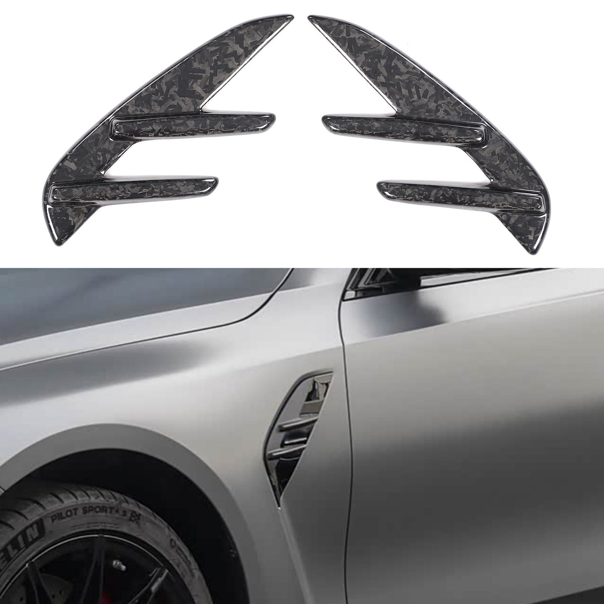 Forged Real Carbon Fiber Fender Side Molding Trim For BMW M3 G80/M4 G82 2021+ 2