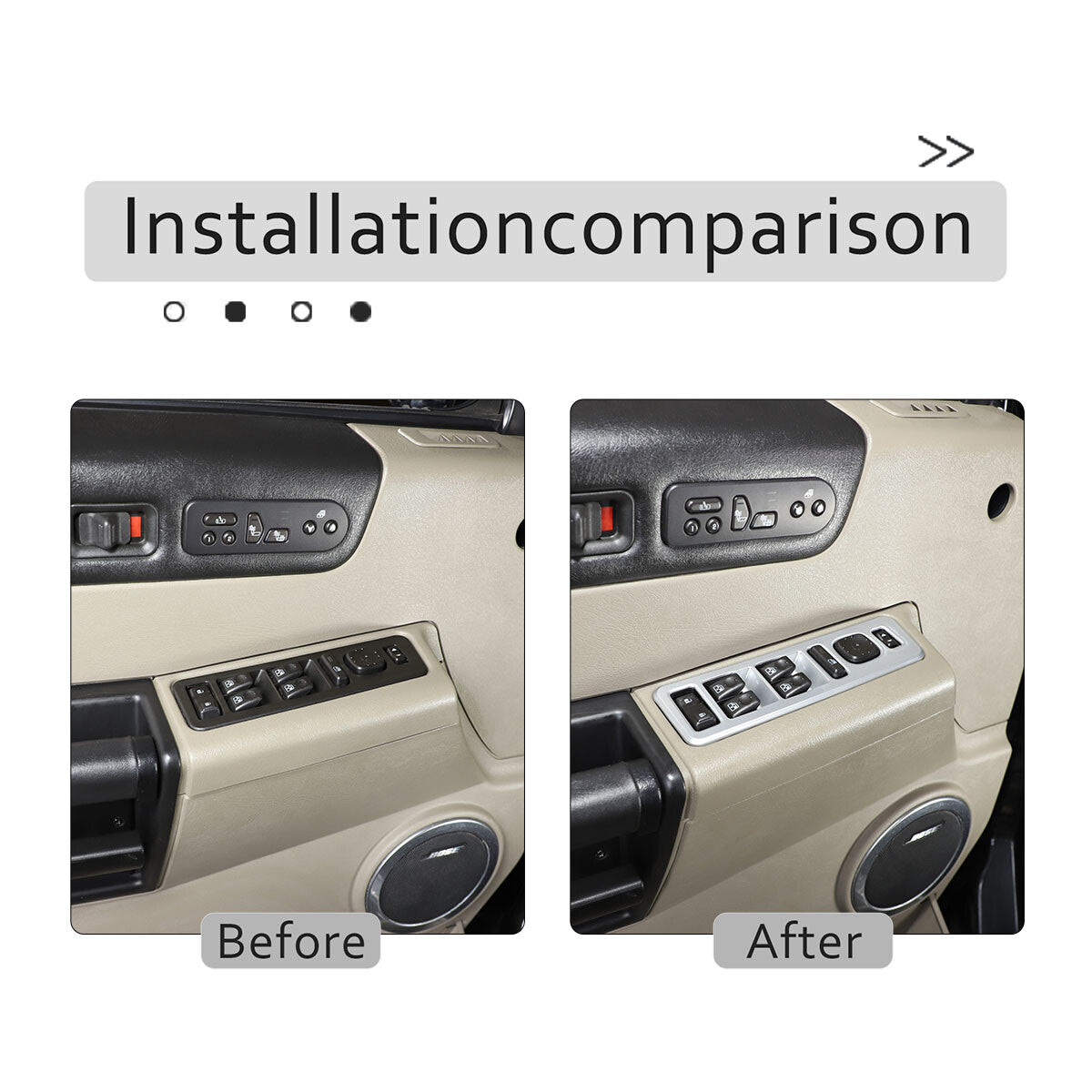 ABS Silver Window Lift Panel Switch Cover Trim For Hummer H2 03-07 8