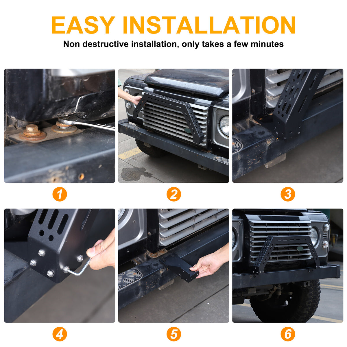 Black Bull Nudge Bar Bumper Guard A Bar For Land Rover Defender L316 2004-19 22