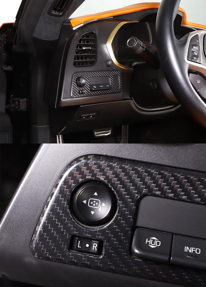 Real Carbon Fiber Interior Dashboard Trim Cover Decor Kit For Corvette C7 14-19 27