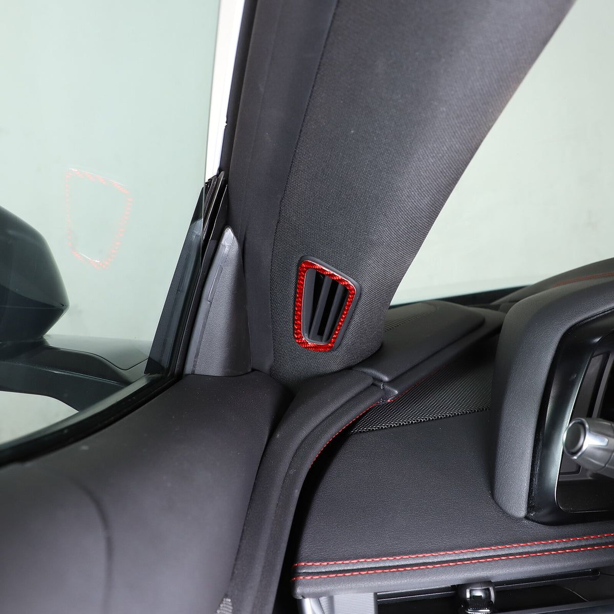 Red Soft Carbon Fiber Interior Decor Trim Kit Cover Set For Corvette C8 20-25 84