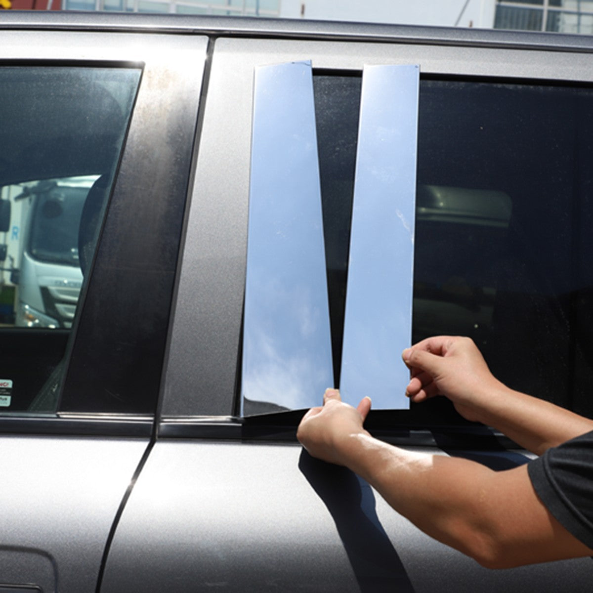 Steel Chrome Center Pillar Window Sill Trim Strip Set For Nissan Titan 2016-2024 19