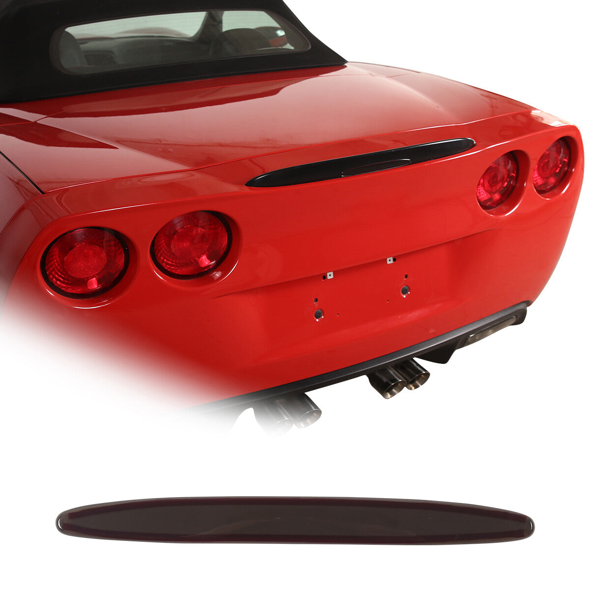 Smoked Tail & Rear Fog & Brake Blackout Lights Covers For 2005-2013 C6 Corvette 9