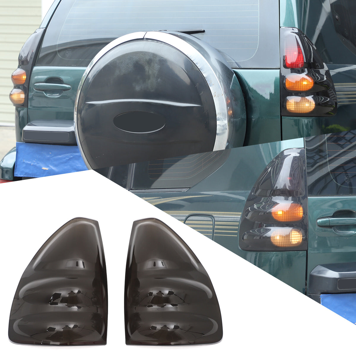 Smoked Black Rear Tail Light Guard Cover Trim Bezel For Toyota Prado FJ120 03-09 17