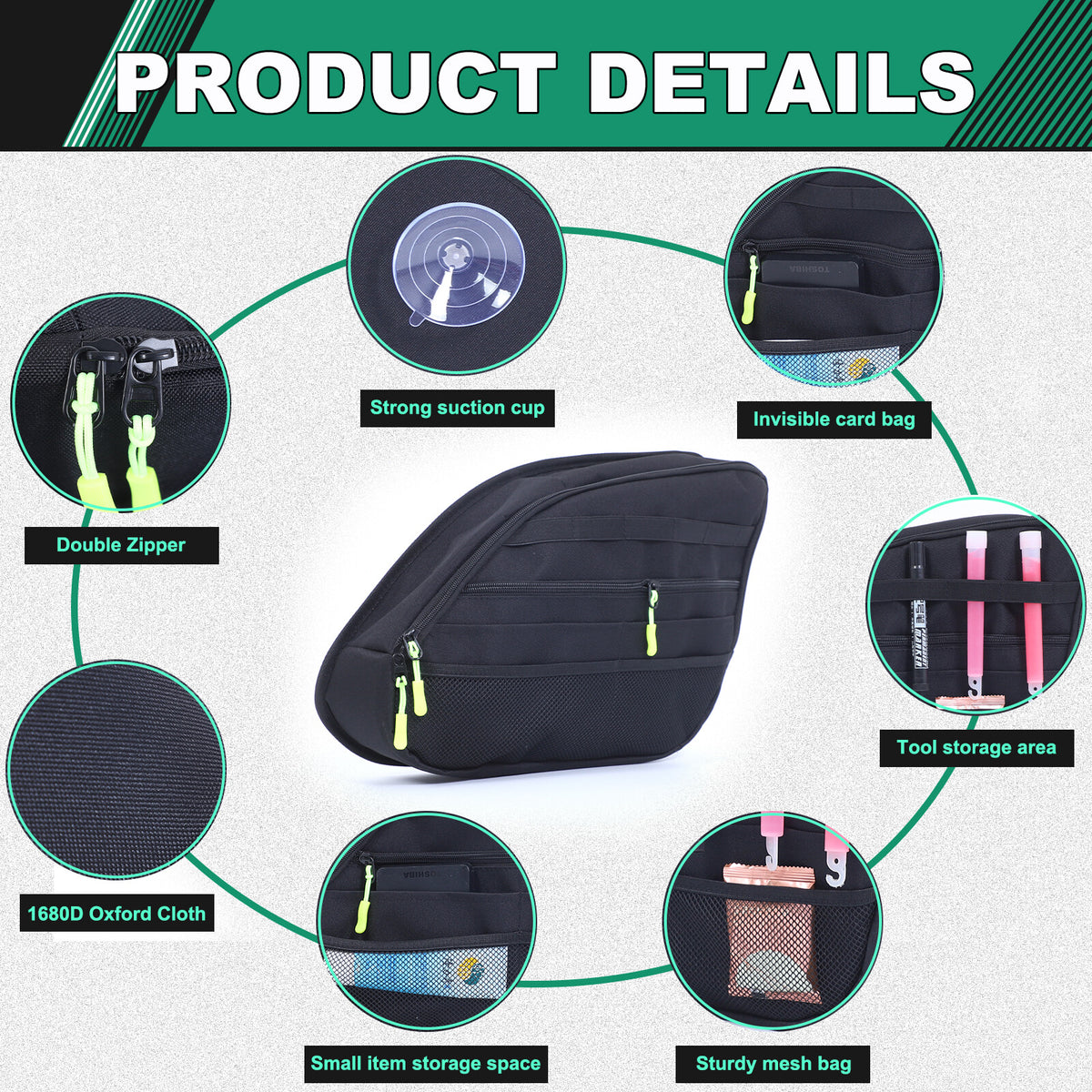 Rear Trunk Left Side Storage Bag Pocket Organizer For Mitsubishi Outlander 16-20 13