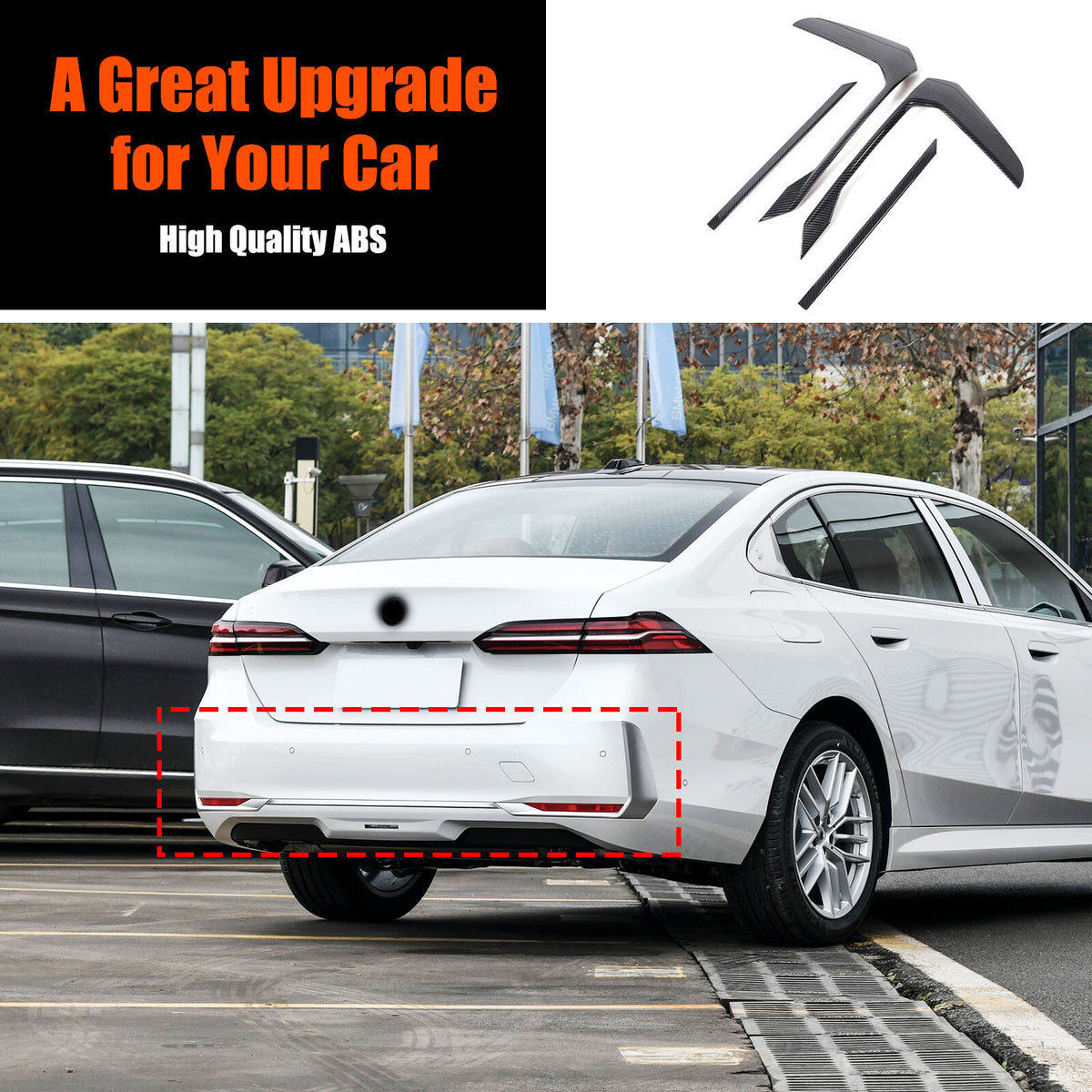 ABS Carbon Rear Bumper Taillight Fog Lamp Trim For BMW 5 Series G60 i5 24+ US 9