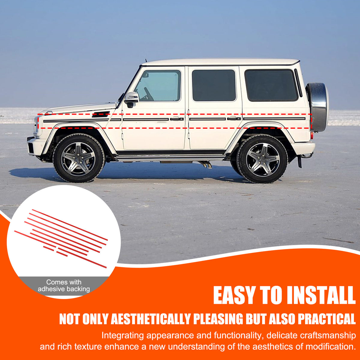Red Cabon Body Side Door Moulding Sticker For Benz G Class W463 G500/55/63 07-18 13