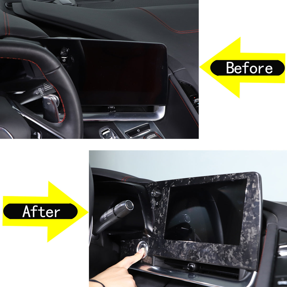 Forged Real Carbon Fiber Dashboard Navigation Srceen Frame Trim For Corvette C8 21