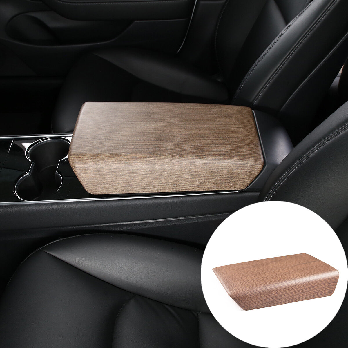 ABS Wood Center Console Armrest Box Panel Trim Cover For Tesla Model 3 17-21 US 1