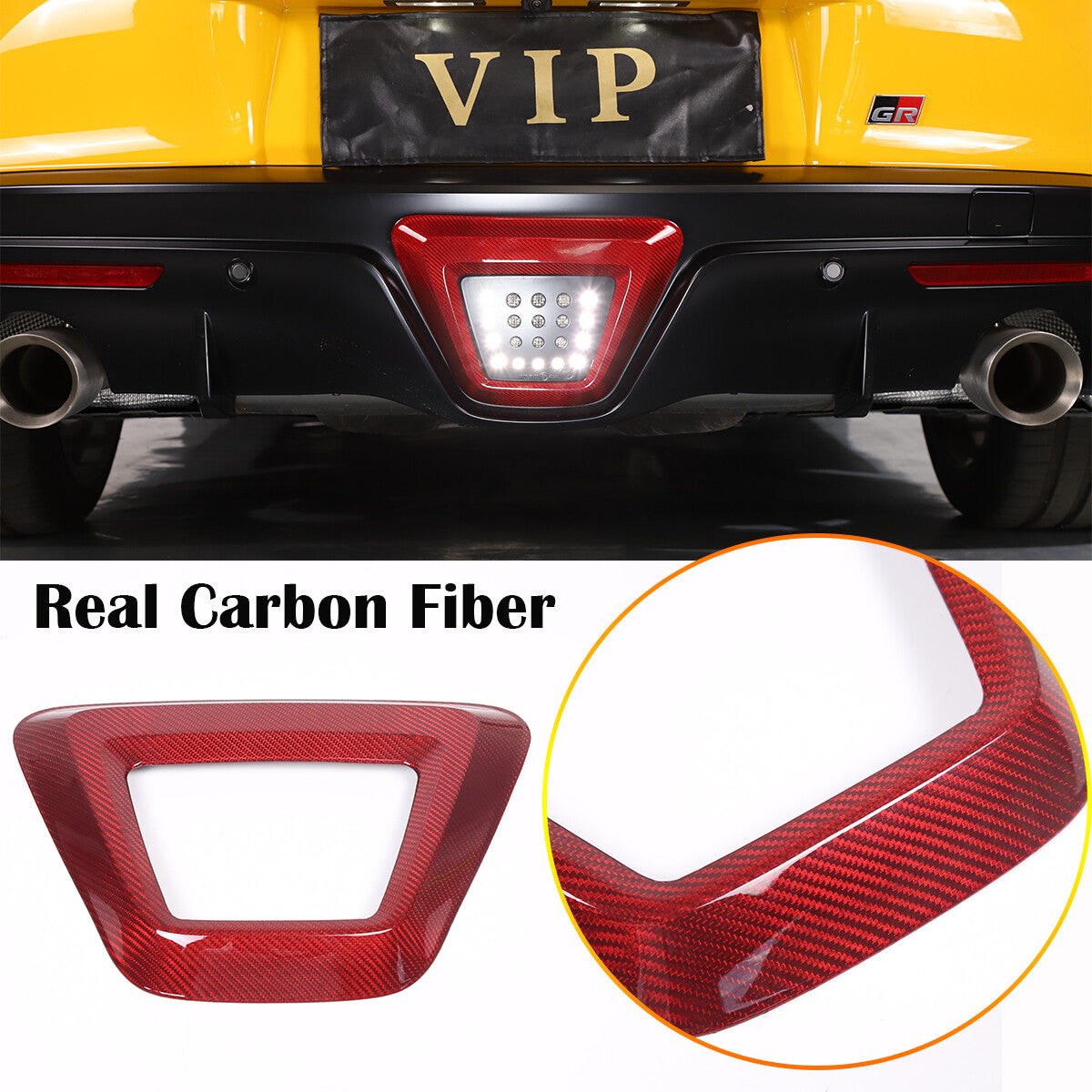 Red Real Carbon fiber Rear Bumper lower brake light frame For GR Supra 19-24 1