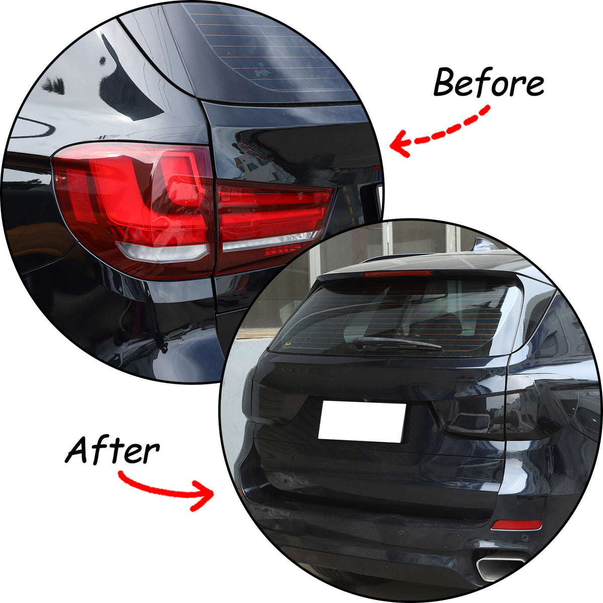 4PCS Smoke Blackout Tail Light Lamp Decoration Cover Trim For BMW X5 2014-2018 3